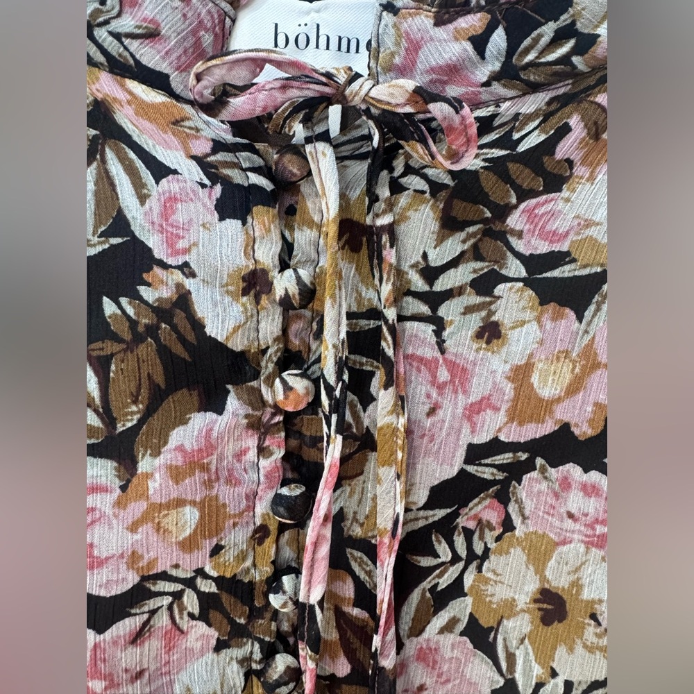 Bohme Black and Pink Floral Long Sleeve Dress - Picture 5 of 12